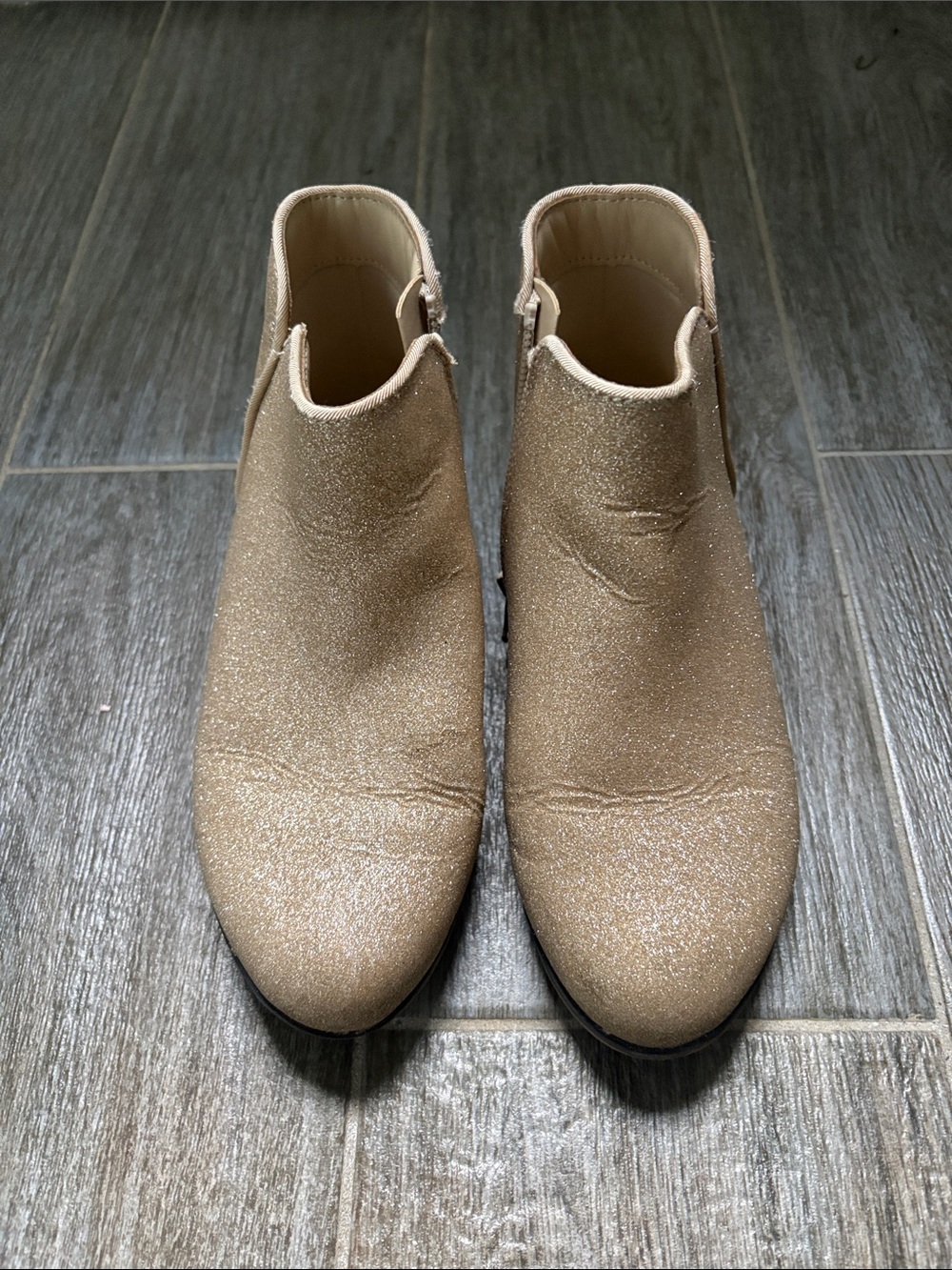 Cat & Jack Girls Glitter Ankle Boots in Champagne Gold